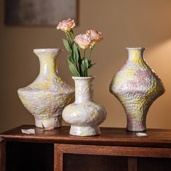 Modern Bouquet Flower Vases, Handmade Water Holding Flower Vases, Centerpiece on Dining Table, Large Flower Vase on Table, Pottery Flower Vases-Silvia Home Craft
