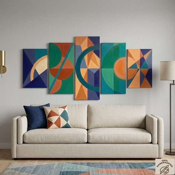 Hand Painted Acrylic Artwork, Large Canvas Paintings for Living Room, Geometric Modern Art, Contemporary Abstract Painting-Silvia Home Craft