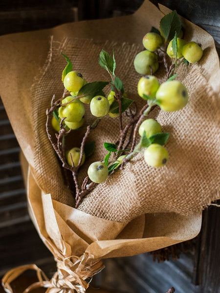 Green Apple Branch, Fruit Branch, Table Centerpiece, Beautiful Modern Flower Arrangement Ideas for Home Decoration, Simple Artificial Floral for Dining Room-Silvia Home Craft