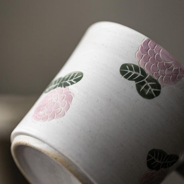 Handmade Pottery Coffee Cup, 10 oz Rose Ceramic Coffee Mug, Cappuccino Coffee Cup, Tea Cup-Silvia Home Craft