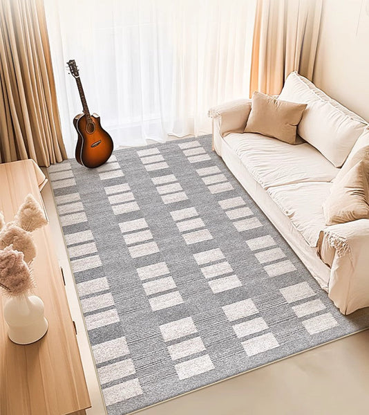 Dining Room Floor Rug, Large Gray Floor Rugs for Living Room, Modern Floor Rugs for Bedroom, Extra Large Geometric Modern Rugs for Office-Silvia Home Craft