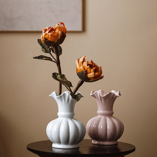 Handmade Water Holding Flower Vase, Ceramic Bud Vases, Small Flower Vases on Table, Rustic Porcelain Flower Vases-Silvia Home Craft