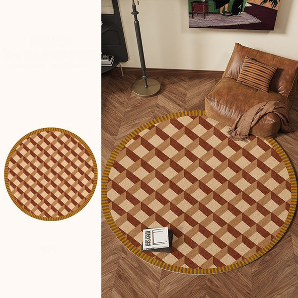 Modern Rugs under Chairs, Bedroom Modern Round Rugs, Dining Room Contemporary Round Rugs, Circular Modern Rug Ideas for Living Room-Silvia Home Craft