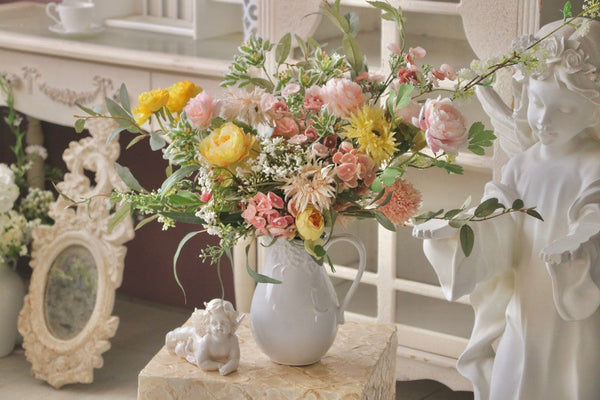 Artificial Floral for Living Room, Large Bunch of Romantic Flowers for Bedroom, Table Centerpiece, Beautiful Flower Arrangement Ideas for Interior Design-Silvia Home Craft