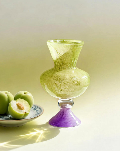 Modern Glass Vase for Flowers, Mid Century Glass Vases, Handmade Modern Vases for Living Room, Unique Decorative Glass Vase, Centerpiece Contemporary Vases on Table-Silvia Home Craft