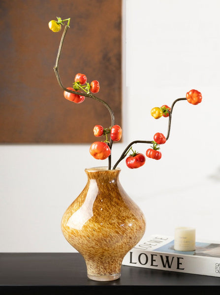 Handmade Liuli Vases, Color Glaze Vase, Contemporary Vases for Modern Home Decor, Modern Glass Bud Vases, Centerpiece Vases on Table-Silvia Home Craft