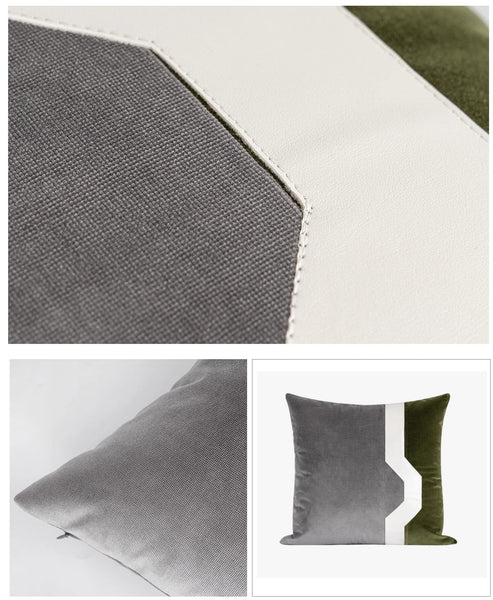Modern Sofa Throw Pillows, Large Decorative Throw Pillows for Couch, Grey Green Abstract Contemporary Throw Pillow for Living Room-Silvia Home Craft