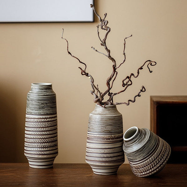 Modern Bouquet Flower Vases, Centerpiece on Dining Table, Handmade Pottery Flower Vases Urn, Water Holding Flower Vases, Large Flower Vase on Table-Silvia Home Craft