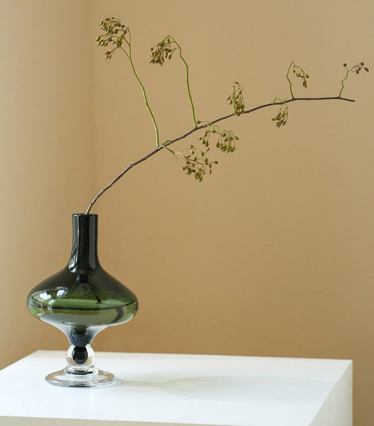 Decorative Glass Vase, Mid Century Glass Vases, Handmade Modern Vases for Bedroom, Centerpiece Contemporary Vases on Table, Modern Glass Vase for Flowers-Silvia Home Craft