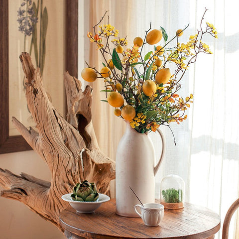 Lemon Branch, Fragrans stems, Fern leaf, Creative Flower Arrangement Ideas for Home Decoration, Unique Artificial Flowers, Simple Artificial Floral for Dining Room Table-Silvia Home Craft