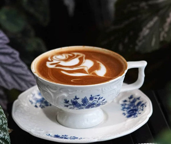 Porcelain Coffee Saucer, Traditional Ceramic Tea Cup with Saucer, Afternoon Tea Saucer Set, Coffee Gift Box Set, Vintage Tea Cup Set, Modern Ceramic Cup-Silvia Home Craft