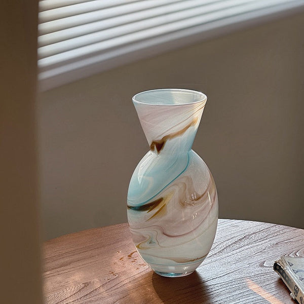 Cute Handmade Glass Vases, Vintage Small Glass Flower Vases, Flower Vases on Table, Modern Glass Vases for Flowers-Silvia Home Craft