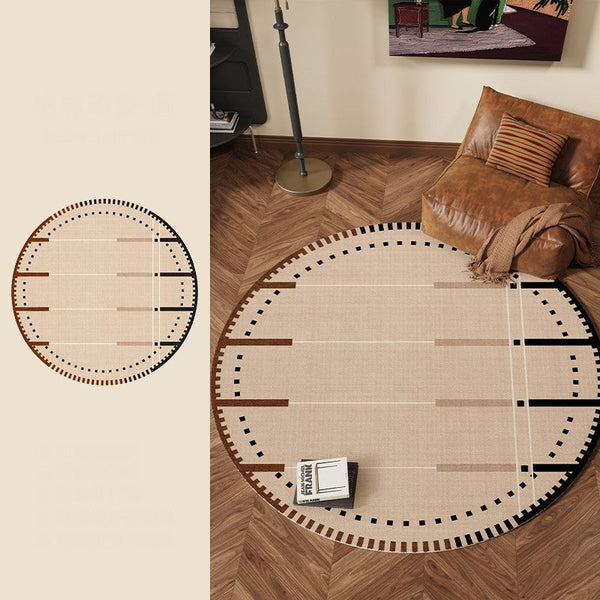 Geometric Round Rugs for Dining Room, Contemporary Modern Rugs, Mid Century Modern Rugs under Chairs, Bedroom Circular Modern Rugs-Silvia Home Craft