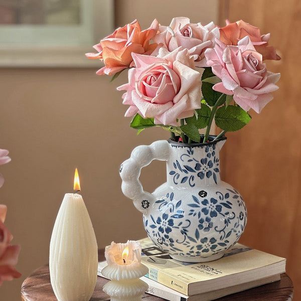 Handmade Water Holding Flower Vases, Rustic Porcelain Flower Vases, Ceramic Bud Vases, Small Flower Vases on Table-Silvia Home Craft