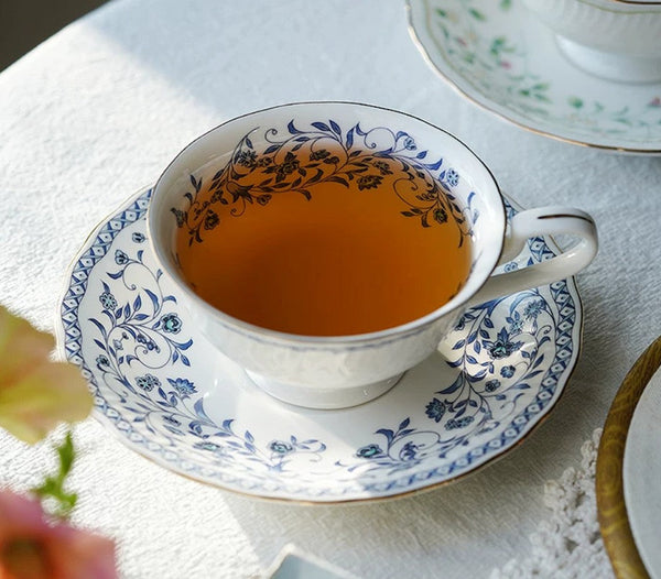 Traditional Tea Cup Set, Porcelain Tea Cups, Floral Tea Cup Set, Classic British Tea Cups, Elegant Tea Cup With Saucer, Ceramic Tea Cup with Saucer, Tea Cup Set, Vintage Tea Cup Set, Modern Ceramic Cups-Silvia Home Craft