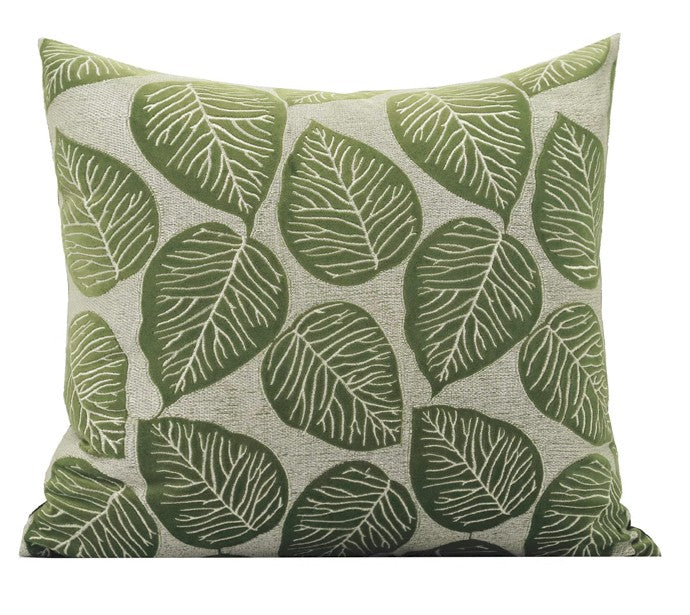 Contemporary Modern Sofa Pillows, Green Leaves Square Modern Throw Pillows for Couch, Simple Decorative Throw Pillows, Large Throw Pillow for Interior Design-Silvia Home Craft