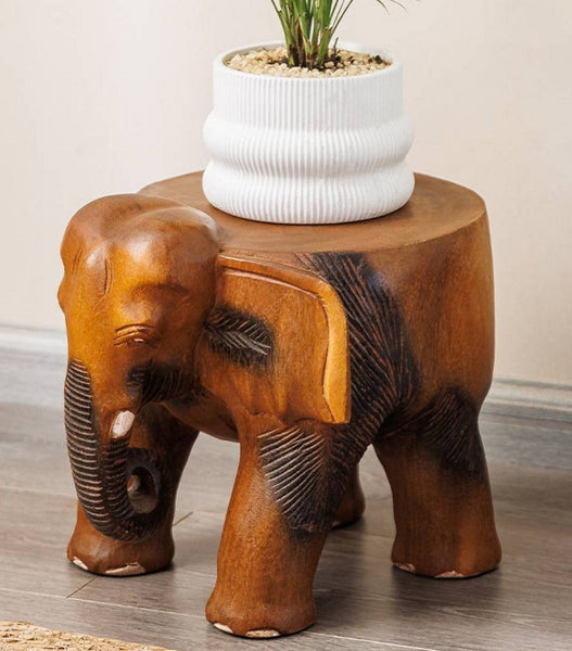 Handmade Solid Wood low Stool, Elephant Wooden Stool, Elephant Sofa Stool, Dining Table Stool, Creative Shoe-changing Stool-Silvia Home Craft