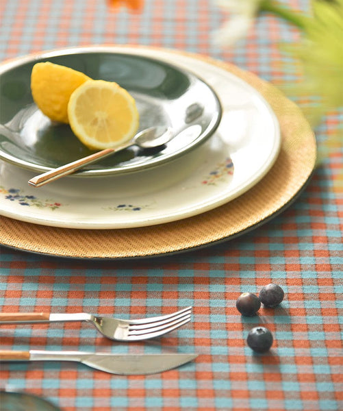 Cotton Chequer Rectangular Tablecloth for Kitchen, Rectangle Table Covers for Dining Room Table, Square Tablecloth for Coffee Table, Farmhouse Table Cloth-Silvia Home Craft