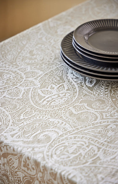 Simple Modern Rectangle Tablecloth for Dining Room Table, Cotton and Linen Flower Pattern Table Covers for Round Table, Square Tablecloth for Kitchen-Silvia Home Craft