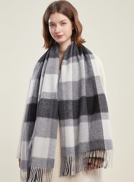 Soft Wool Scarf for women, Wool Scarf for Women, Plaid Winter Shawl, Christmas Holiday Gift, Evening Wrap, Large Winter Shawl, Elegant Shawl, Warm Cape, Winter Scarves-Silvia Home Craft