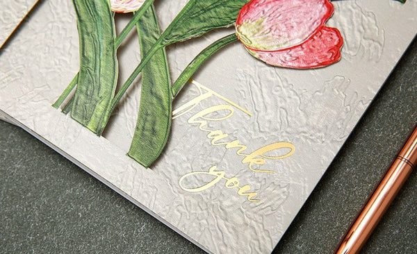 Creative Birthday Greeting Card, Tulip Flower Greeting Cards, Beautiful Greeting Cards to Friends, Original Handmade Greeting Cards-Silvia Home Craft