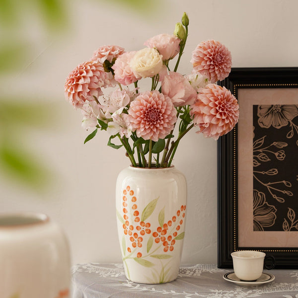 Porcelain Flower Vases, Large Flower Vases on Table, Dining Table Centerpiece, Ceramic Bouquet Vases, Handmade Water Holding Flower Vase-Silvia Home Craft
