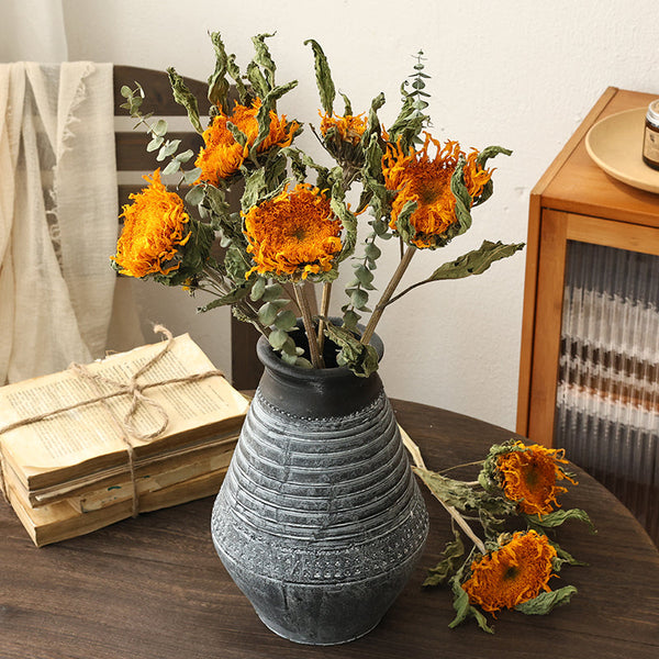 Natural Decorations, A Bunch of Sunflowers, Flower Arrangement, Handmade Artificial Flowers for Home Decor, Natural Dried Sunflower Stems-Silvia Home Craft