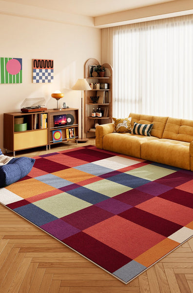 Abstract Modern Rugs, Colorful Contemporary Area Rugs, Modern Living Room Rug Ideas, Geometric Carpets for Living Room, Modern Carpets for Bedroom-Silvia Home Craft