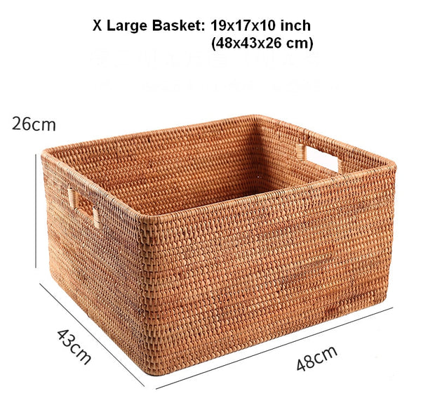 Large Storage Basket for Living Room, Kitchen Storage Baskets, Woven Storage Basket for Shelves, Rattan Storage Baskets for Toys-Silvia Home Craft