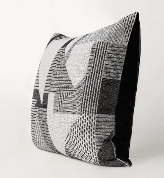 Geometric Grey Back Contemporary Cushions for Interior Design, Large Modern Decorative Pillows for Sofa, Modern Throw Pillows for Couch-Silvia Home Craft