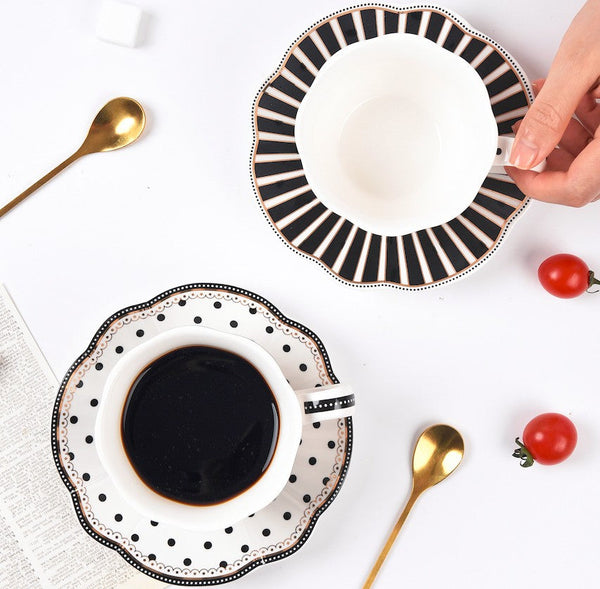Creative Porcelain Tea Cup Saucer Set, Elegant Modern Ceramic Coffee Cups, Unique Porcelain Cup and Saucer, Afternoon British Tea Cups-Silvia Home Craft