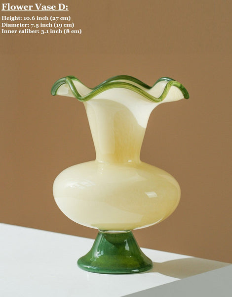 Contemporary Vase for Modern Home Decor, Unique Modern Glass Vase, Modern Glass Flower Vases, Handmade Liuli Vases, Centerpiece Vases on Table-Silvia Home Craft