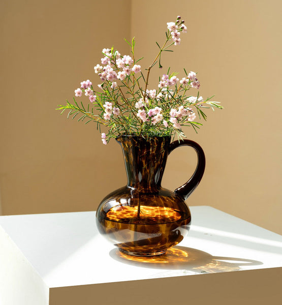 Handmade Modern Vases for Bedroom, Decorative Glass Vase, Mid Century Glass Vases, Centerpiece Contemporary Vases on Table, Modern Glass Vase for Flowers-Silvia Home Craft