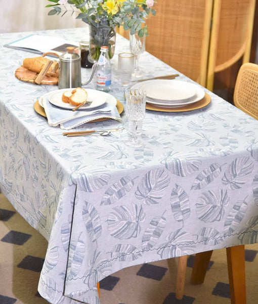 Large Rectangle Table Covers for Dining Room Table, Square Tablecloth for Round Table,Monstera Leaf Modern Table Cloths for Kitchen, Simple Contemporary Cotton Tablecloth-Silvia Home Craft