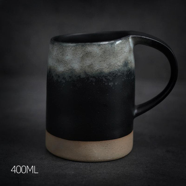Black Pottery Coffee Cup, Ceramic Coffee Mug, Latte Coffee Cup, Handmade Coffee Cup, Large Tea Cup-Silvia Home Craft