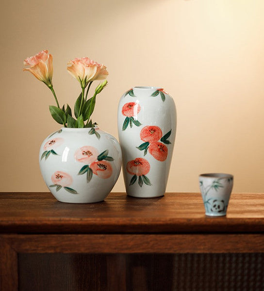 Porcelain Flower Vases, Handmade Water Holding Flower Vases, Modern Flower Vase Centerpiece on Table, Ceramic Bouquet Vases-Silvia Home Craft