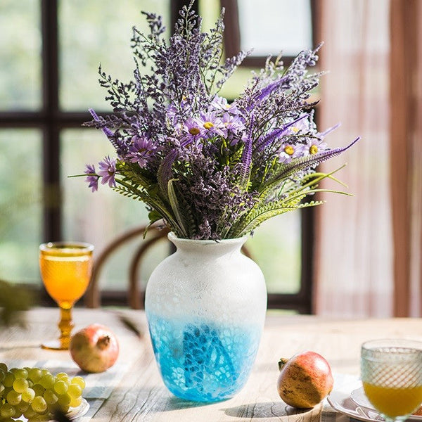 Myosotis Lovegrass, Daisy, Salvia, Beautiful Spring Flower Arrangement for Living Room, Ctreative Modern Artificial Floral for Home Decoration-Silvia Home Craft