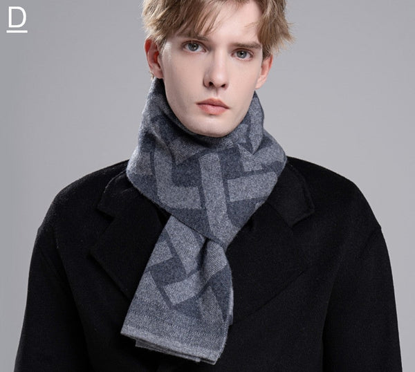 Wool Scarf for Gentleman, Thick Wool Scarf, Men's Winter Scarf, Casual Scarf Men, Men's Wool Scarf Winter, Fashion Scarf, Business Formal Men Scarf Styles-Silvia Home Craft