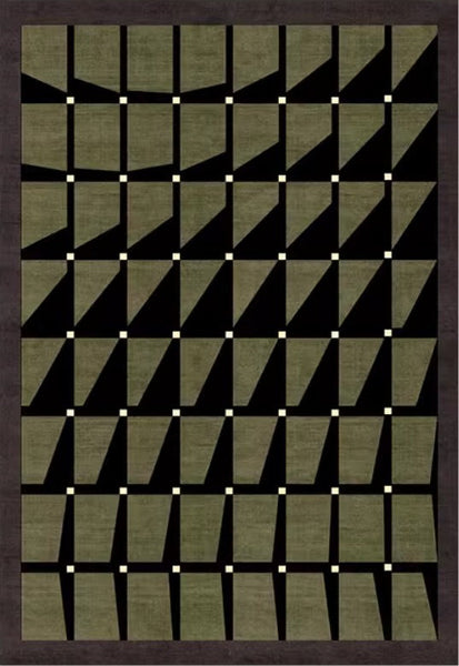 Modern Rugs for Dining Room, Modern Living Room Rug Ideas, Mid Century Modern Rugs Next to Bed, Green Contemporary Rugs for Bedroom-Silvia Home Craft