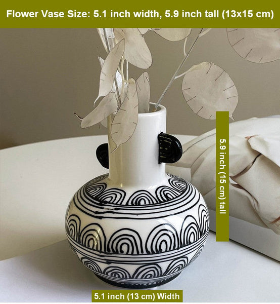 Geometric Porcelain Flower Vases, Handmade Water Holding Flower Vases, Ceramic Bud Vases, Small Flower Vases on Table-Silvia Home Craft