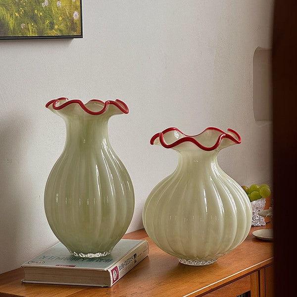 French Vintage Glass Flower Vases, Glass Bud Vases, Flower Vases on Table, Handmade Water Holding Flower Vases-Silvia Home Craft