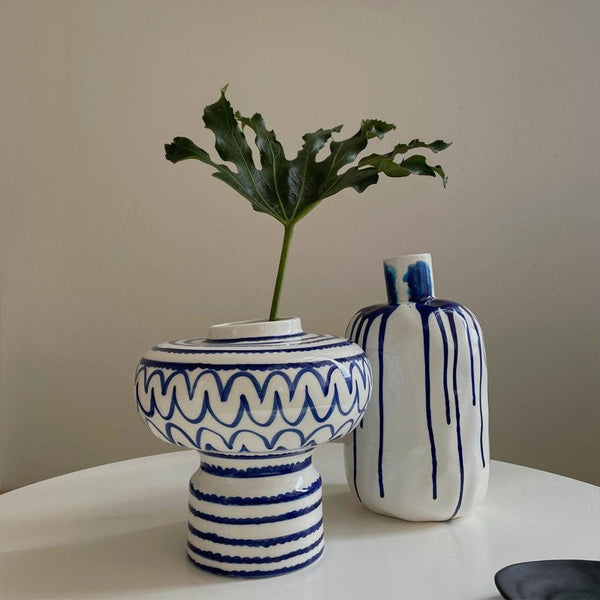 Handmade Water Holding Flower Vases, Modern Ceramic Flower Vases, Porcelain Bud Vases, Small Flower Vases on Table-Silvia Home Craft
