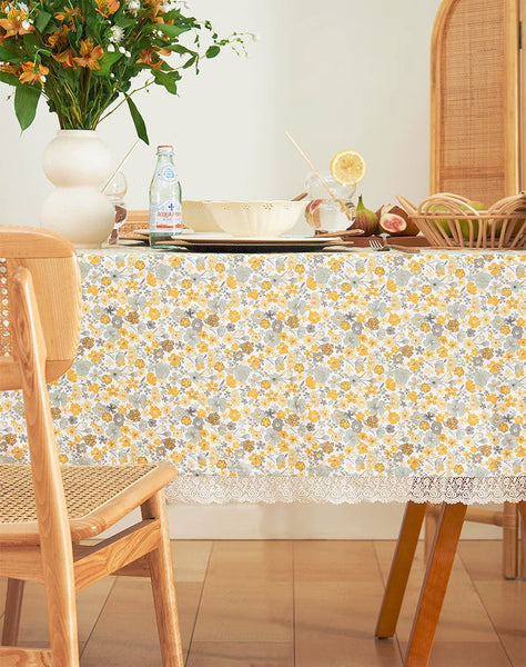 Dining Room Flower Table Cloths, Cotton Rectangular Table Covers for Kitchen, Farmhouse Table Cloth, Wedding Tablecloth, Square Tablecloth for Round Table-Silvia Home Craft
