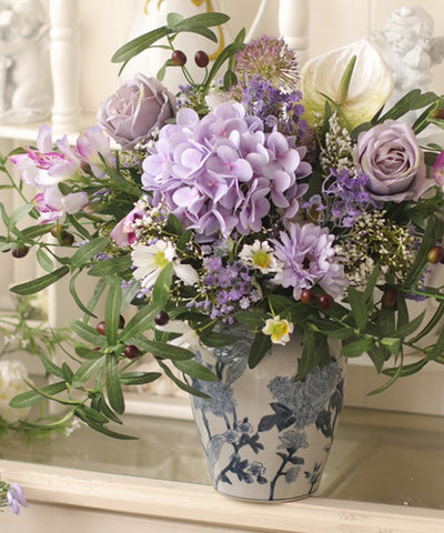 Large Bunch of Purple Romantic Flowers, Real Touch Artificial Floral for Living Room, Beautiful Spring Flower Arrangement for Home Decoration, Table Centerpiece-Silvia Home Craft