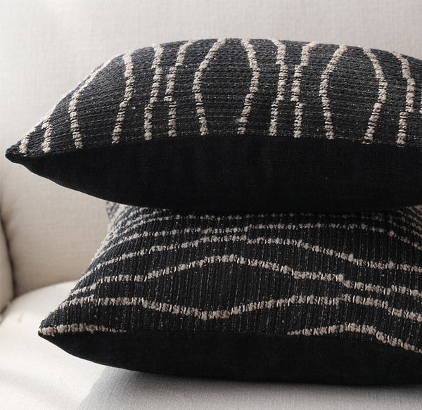 Modern Pillows for Dining Room, Modern Sofa Pillows, Large Modern Sofa Pillows, Decorative Throw Pillows for Couch, Black Contemporary Throw Pillows-Silvia Home Craft