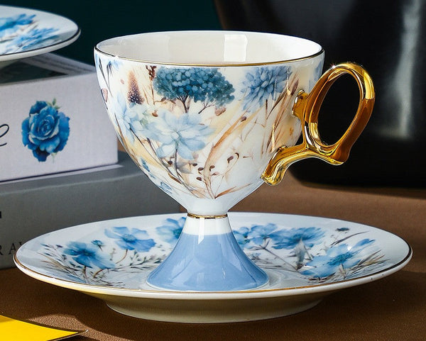 British Tea Cup set, Ceramic Tea Cup and Saucer Set in Gift Box, Elegant Ceramic Coffee Cup with Saucer, Porcelain Tea Cup Set and Saucer Set-Silvia Home Craft