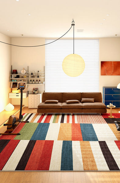 Abstract Modern Area Rugs for Dining Room, Large Geometric Rugs for Living Room, Colorful Contemporary Modern Rugs, Mid Century Modern Rugs-Silvia Home Craft