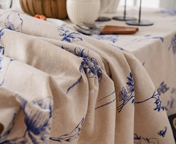 Dining Room Flower Table Cloths, Large Rectangular Table Covers for Kitchen, Farmhouse Table Cloth, Wedding Tablecloth, Square Tablecloth for Oval Table-Silvia Home Craft