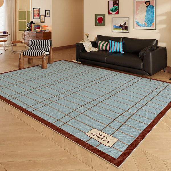 Modern Living Room Rug Ideas, Mid Century Contemporary Rugs, Geometric Modern Area Rugs, Blue Modern Rugs for Dining Room-Silvia Home Craft