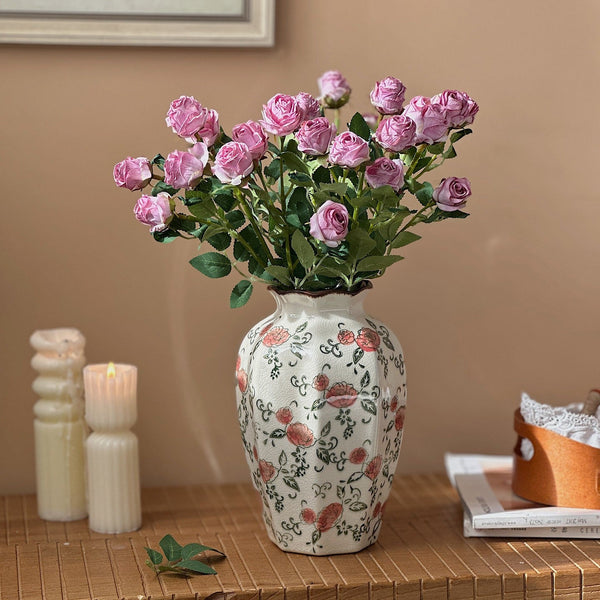 Rustic Porcelain Flower Vases, Handmade Water Holding Flower Vases, Ceramic Bouquet Vases, Tall Flower Vases on Table-Silvia Home Craft